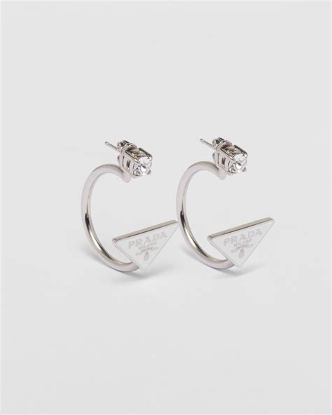 white prada earrings|Prada symbole earrings.